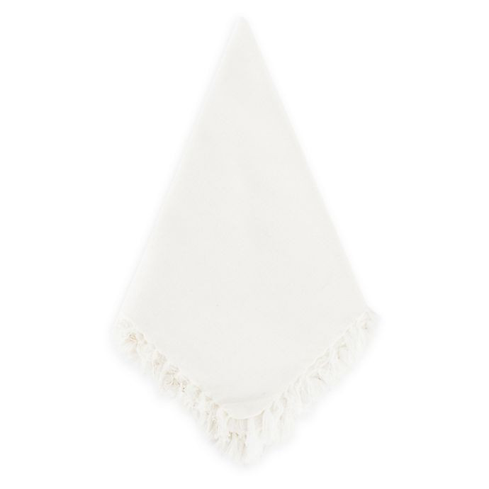 Saro Lifestyle Lizette Fringed Napkins in Off White (Set of 4) | Bed Bath & Beyond