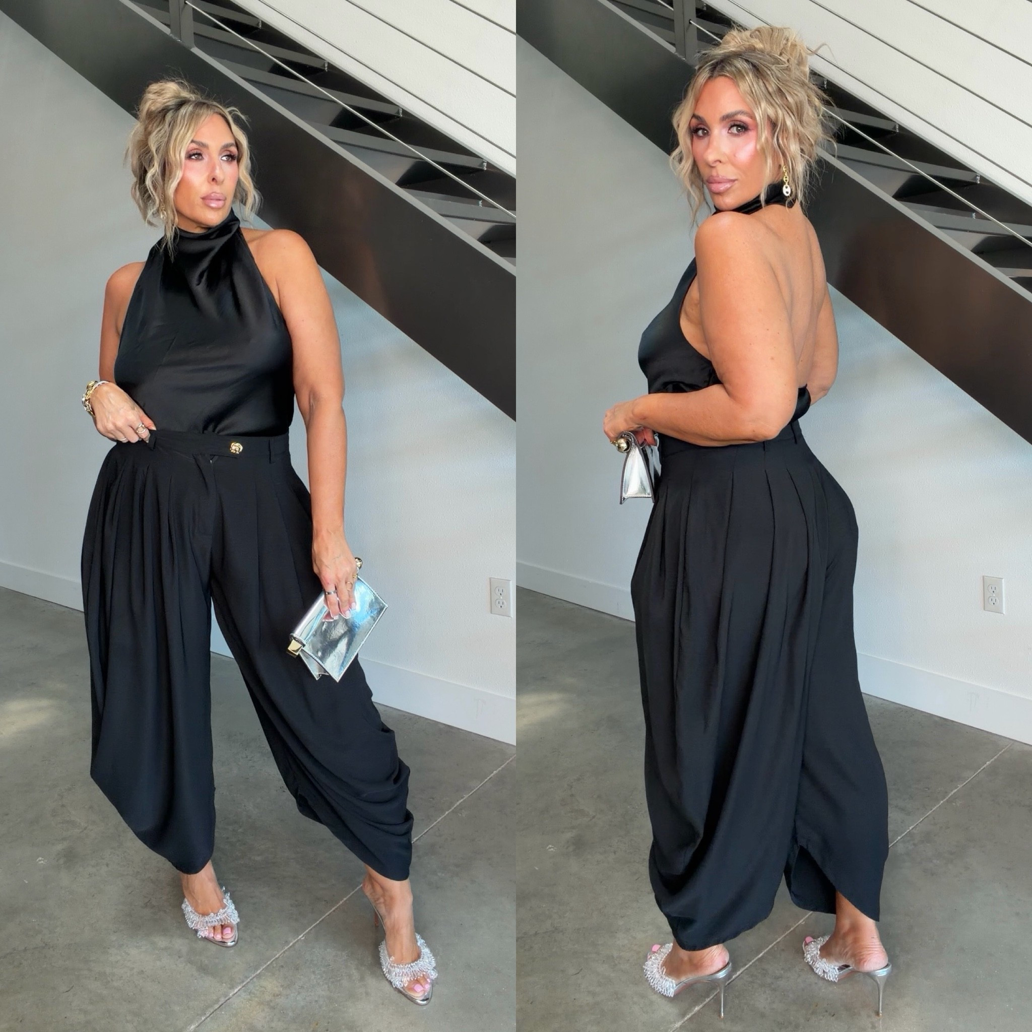 top L (runs big could have done a med). Linked arm coverage options. 

pants XL (true to size or size up if in between and need more room in waist)


earrings and bracelet KC Chic. It is linked and I have a 40% off code: Christine

heels are comfortable. I have the 100mm heel height. The also come in 80 and 120 mm. Here is the conversion. I linked all the heel heights.



80 mm ≈ 3.15 inches (about 3.1”)
100 mm ≈ 3.94 inches (about 4”)
120 mm ≈ 4.72 inches (about 4.7–4.75”)

@Express

#LTKootd