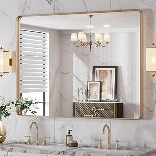 LOAAO 40"X30" Gold Bathroom Mirror | Amazon (US)