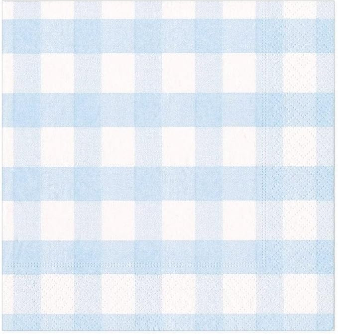 Caspari Gingham Paper Luncheon Napkins in Light Blue, Four Packs of 20 | Amazon (US)
