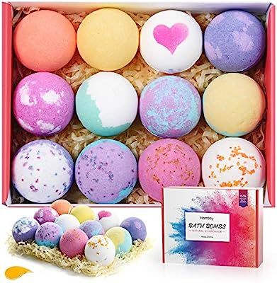 Homasy Bath Bombs, 12 Pcs Bath Bomb Gift Set with Natural Essential Oils, Shea Butter, Sea Salt, ... | Amazon (US)