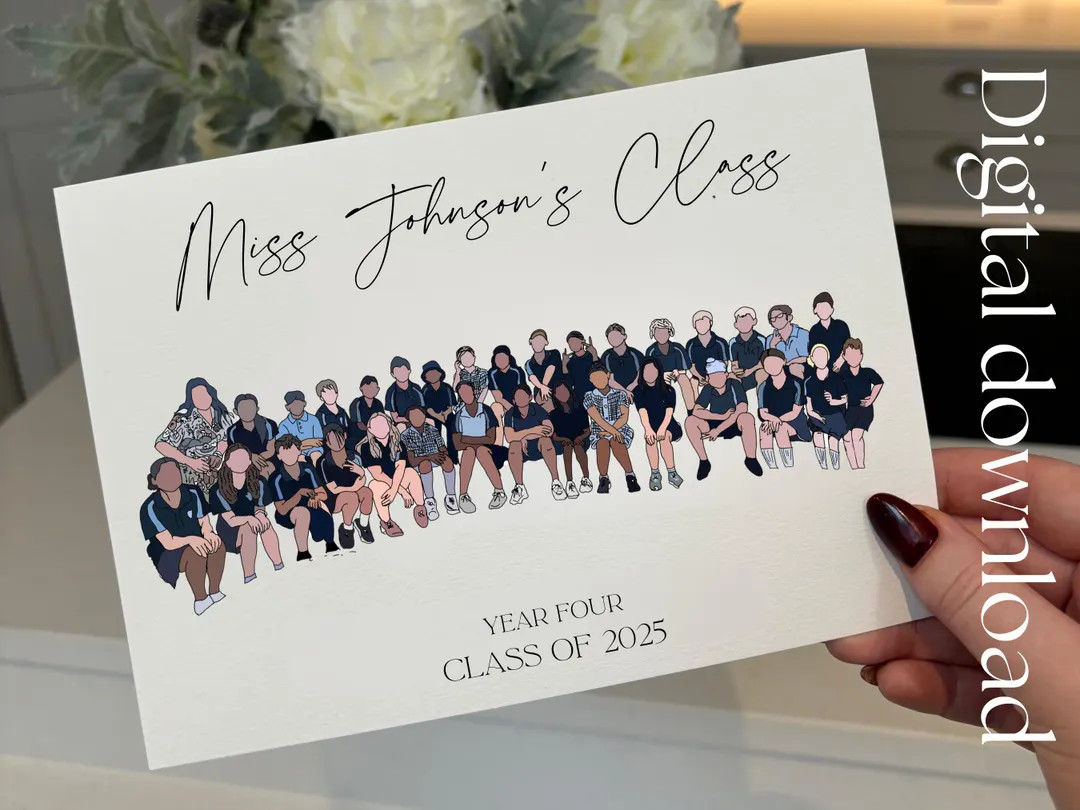 Personalised Custom Class Group Illustration Print Teacher/ta End of Year Class Gift - Etsy | Etsy (US)