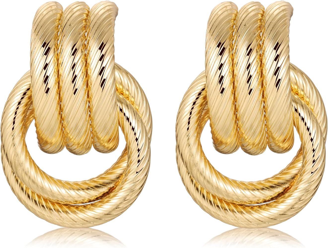 shinelab Chunky Earrings for Women Knot Link Circle Statement Drop Dangle Earrings Studs Trendy J... | Amazon (CA)