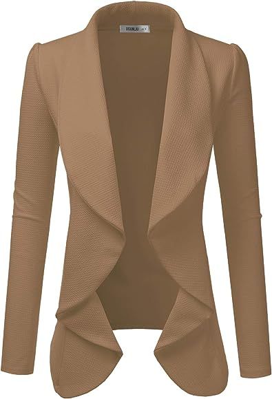 Doublju Classic Draped Open Front Blazer for Women with Plus Size | Amazon (US)