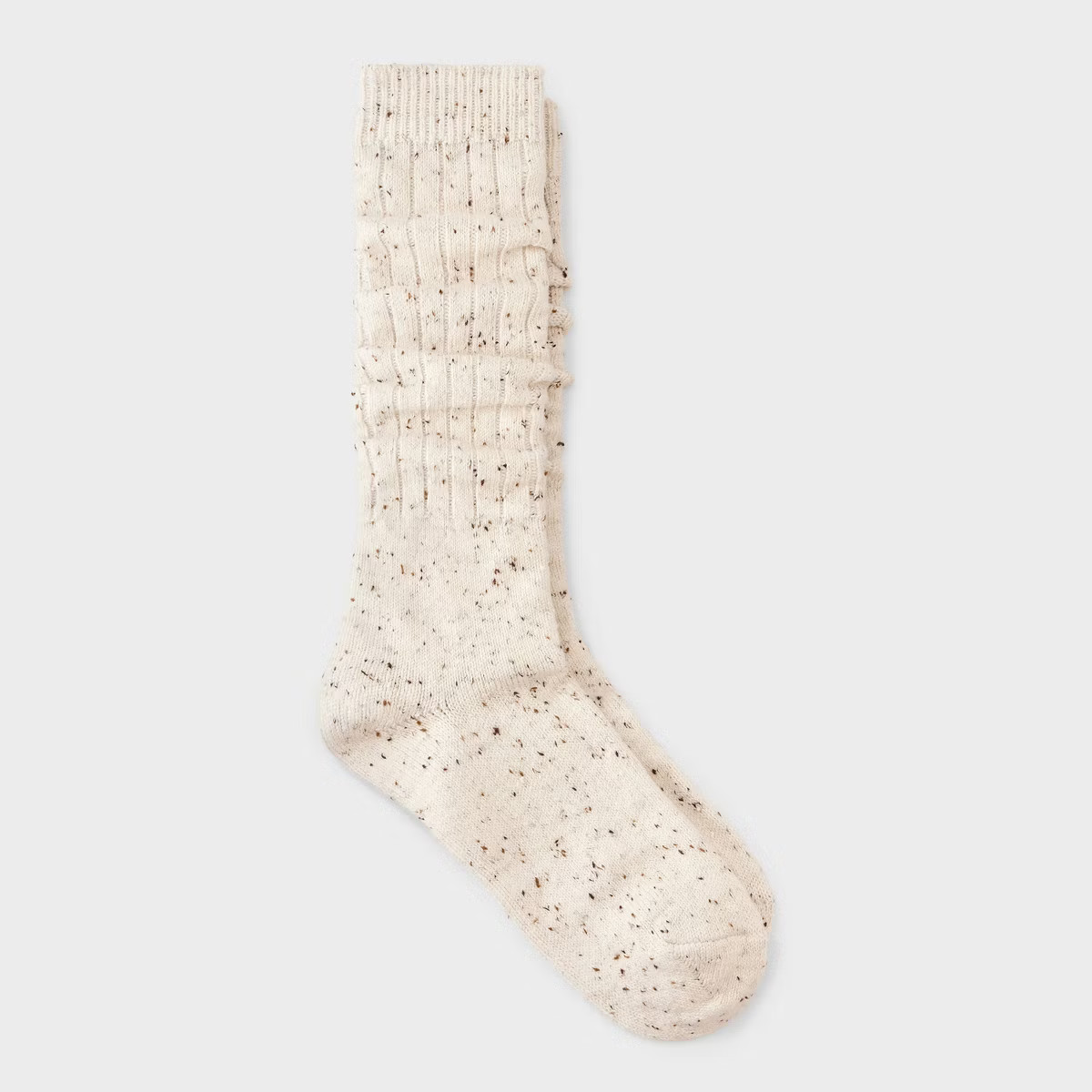 Women's Cotton Blend Ribbed Fleck Slouch Crew Boot Socks - Auden™ Ivory 4-10 | Target