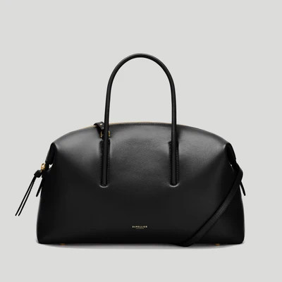 DeMellier The Midi Stockholm in Black Fine Grain Leather Top handle bag | DeMellier