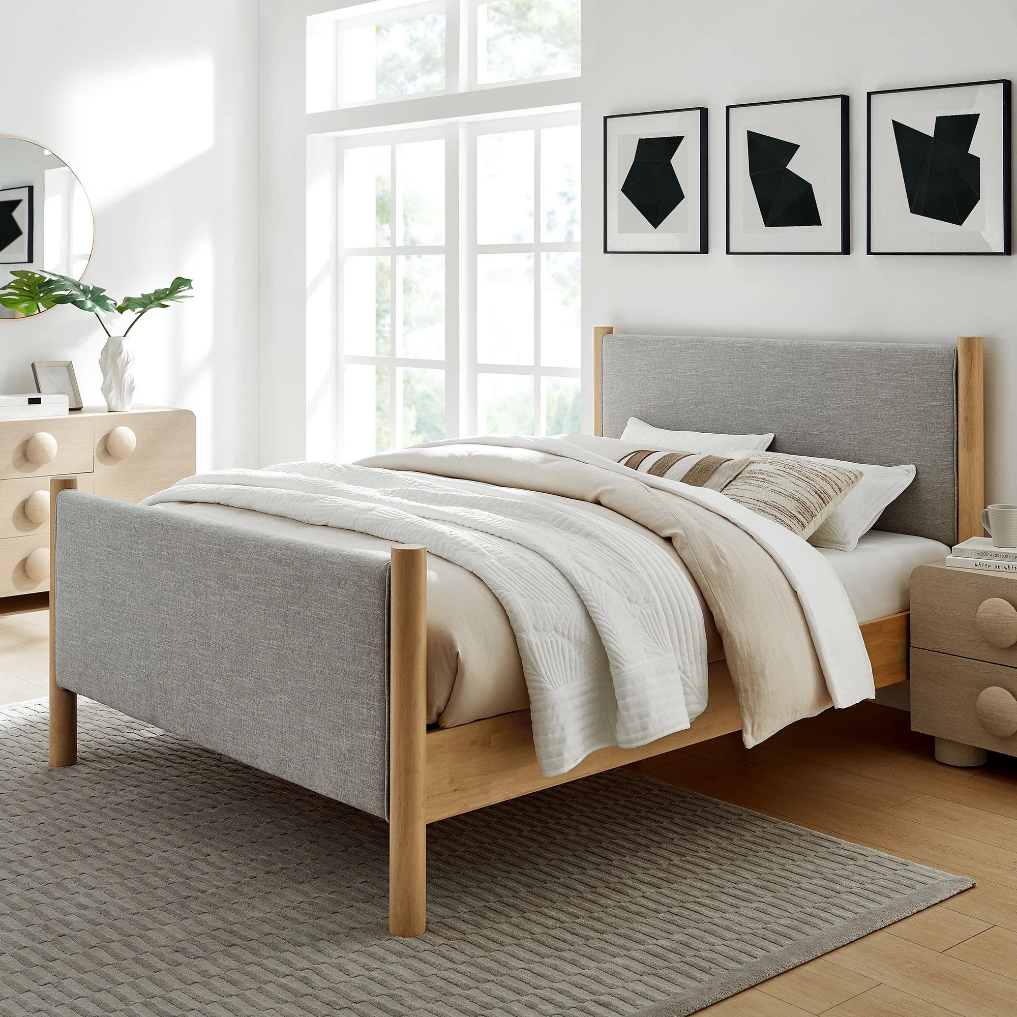 Modway Maven King Size Fabric Upholstered Platform Bed in Wheat Oak | Walmart (US)
