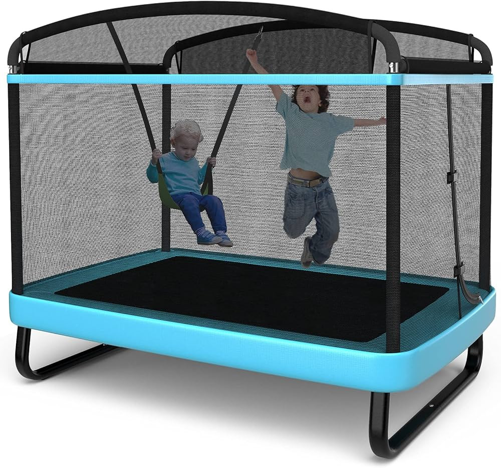 Giantex 6 Ft Kids Trampoline with Swing, Max Load 220lbs, Indoor Small Trampoline for 2 Kids, wit... | Amazon (US)