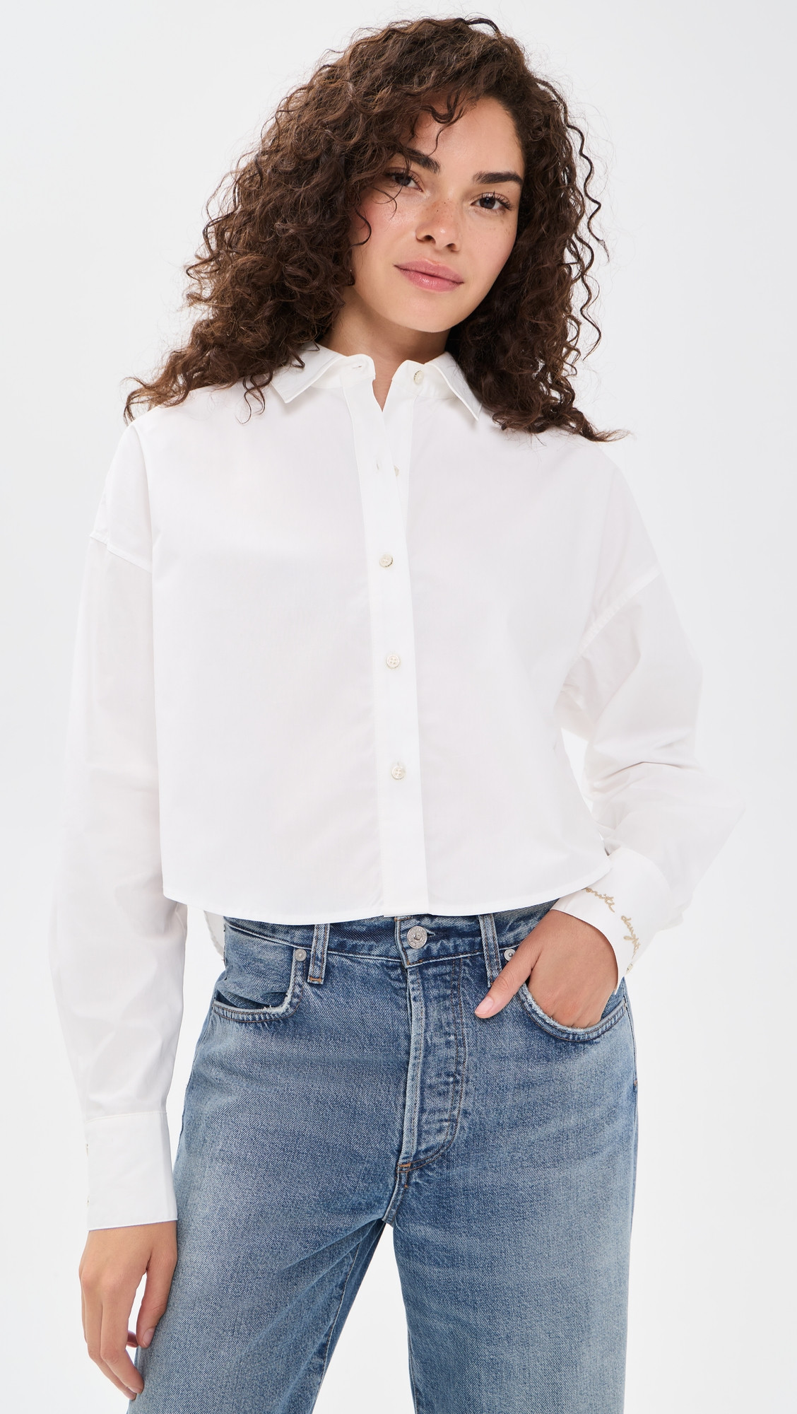 Favorite Daughter The Crop Ex-Boyfriend Shirt White S | Shopbop