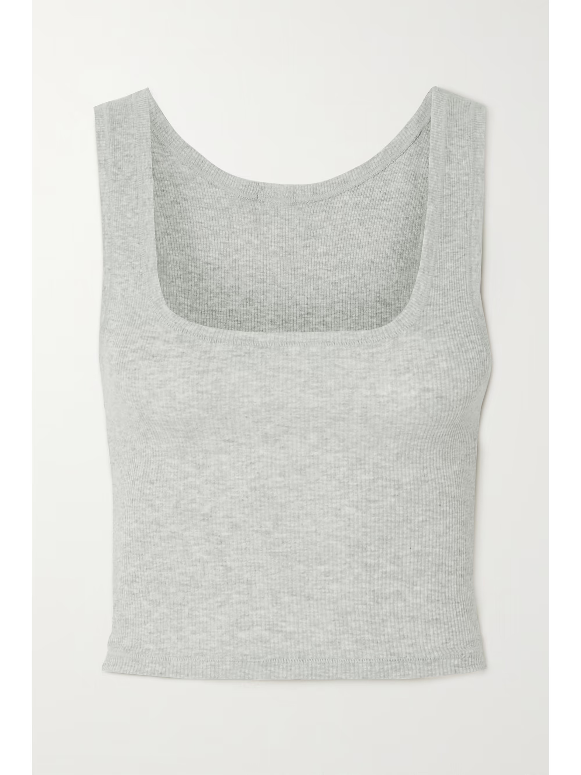 Cotton Collection cropped ribbed cotton-blend jersey tank - Light Heather Grey | NET-A-PORTER (UK & EU)