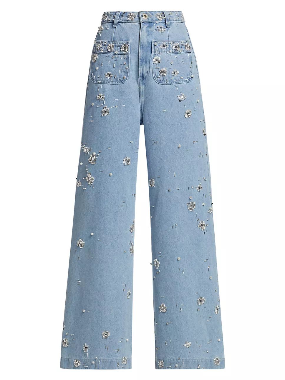 Beaded Wide-Leg Jeans | Saks Fifth Avenue