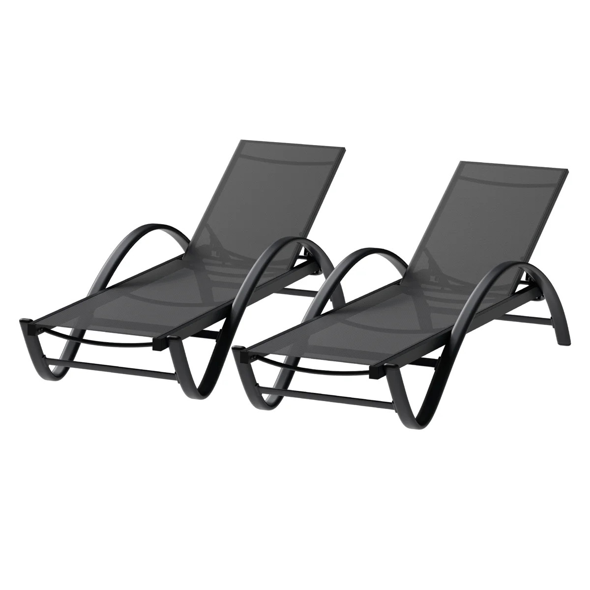 Rannon 24" W Aluminum Reclining Patio Chaise Lounge with Armrests (Set of 2) | Wayfair North America