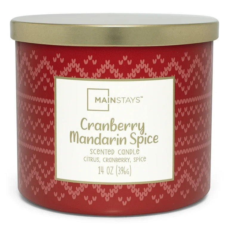 Mainstays 14oz 3-Wick Jar Candle, Cranberry Mandarin Spice | Walmart (US)