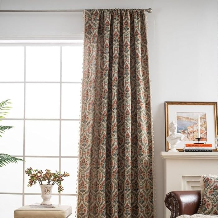 ABREEZE 1 Panel Green Vintage Diamond Floral Curtains Rod Pocket Blackout Drapes 59"x71" for Livi... | Amazon (US)