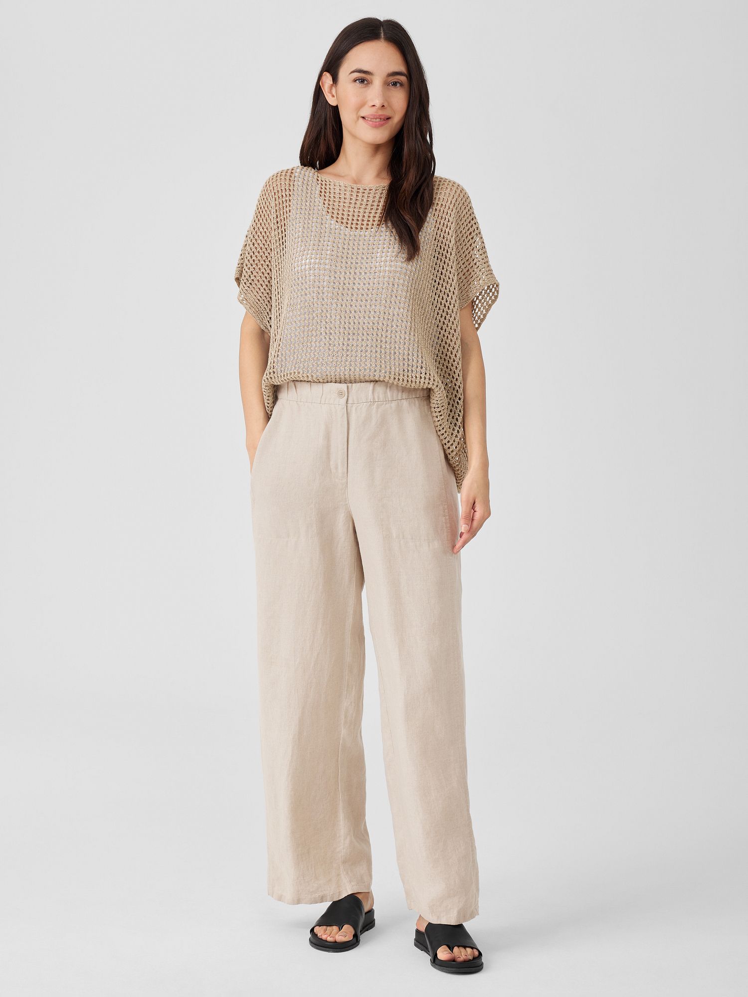 Organic Linen Wide Trouser Pant | Eileen Fisher
