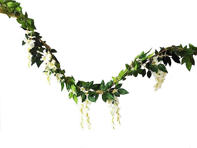 Sunrisee 2 Pcs Artificial Flowers 6.6ft Silk Wisteria Ivy Vine Hanging Flower Greenery Garland fo... | Amazon (US)