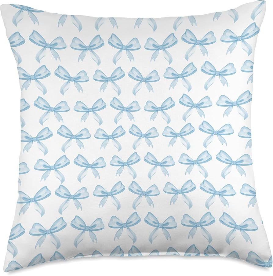 Aesthetic Pattern Co Aesthetic Light Blue Bows in Watercolor Throw Pillow, 18x18, Multicolor | Amazon (US)