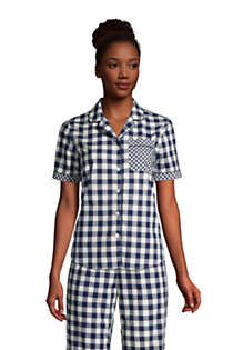 Draper James x Lands' End Women's Short Sleeve Cotton Poplin Pajama Shirt | Lands' End (US)