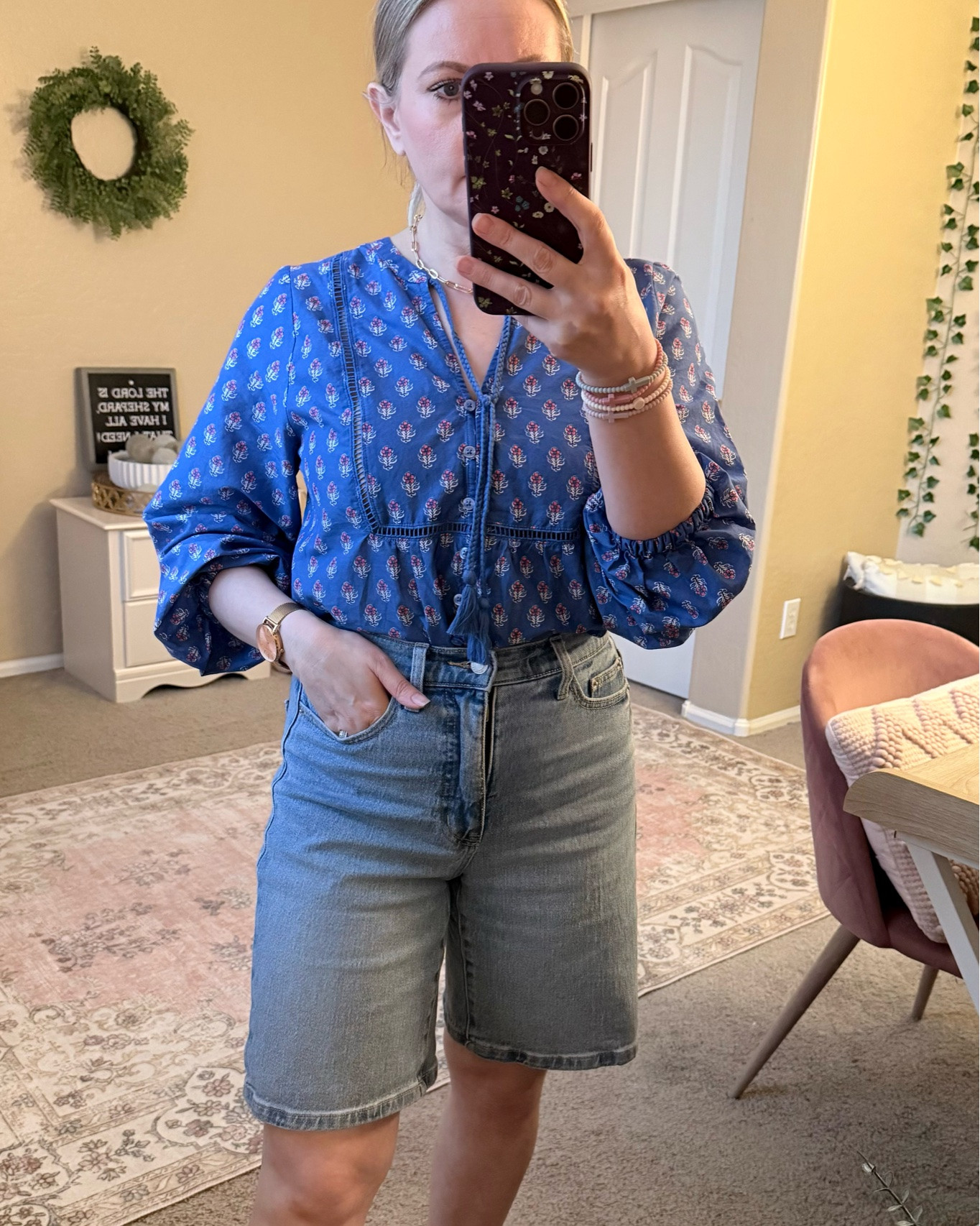 One of my favorite outfit is this cotton flowy blouse from Target paired with Bermuda denim shorts from Walmart. It’s cute, comfortable, and even perfect for the Fourth of July. 



4th of July outfit, summer outfit

#LTKPetite #LTKOver40 #LTKSeasonal #LTKSaleAlert