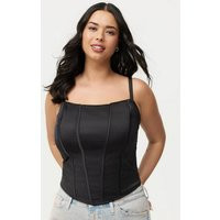 Satin Crop Corset Top in Black | Torrid (US & Canada)