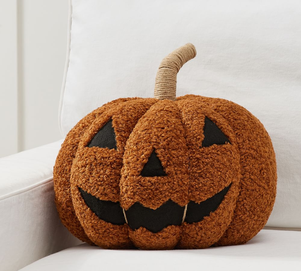 Jack-O-Lantern Shaped Pillow, 15 x 11&amp;quot;, Orange | Pottery Barn (US)