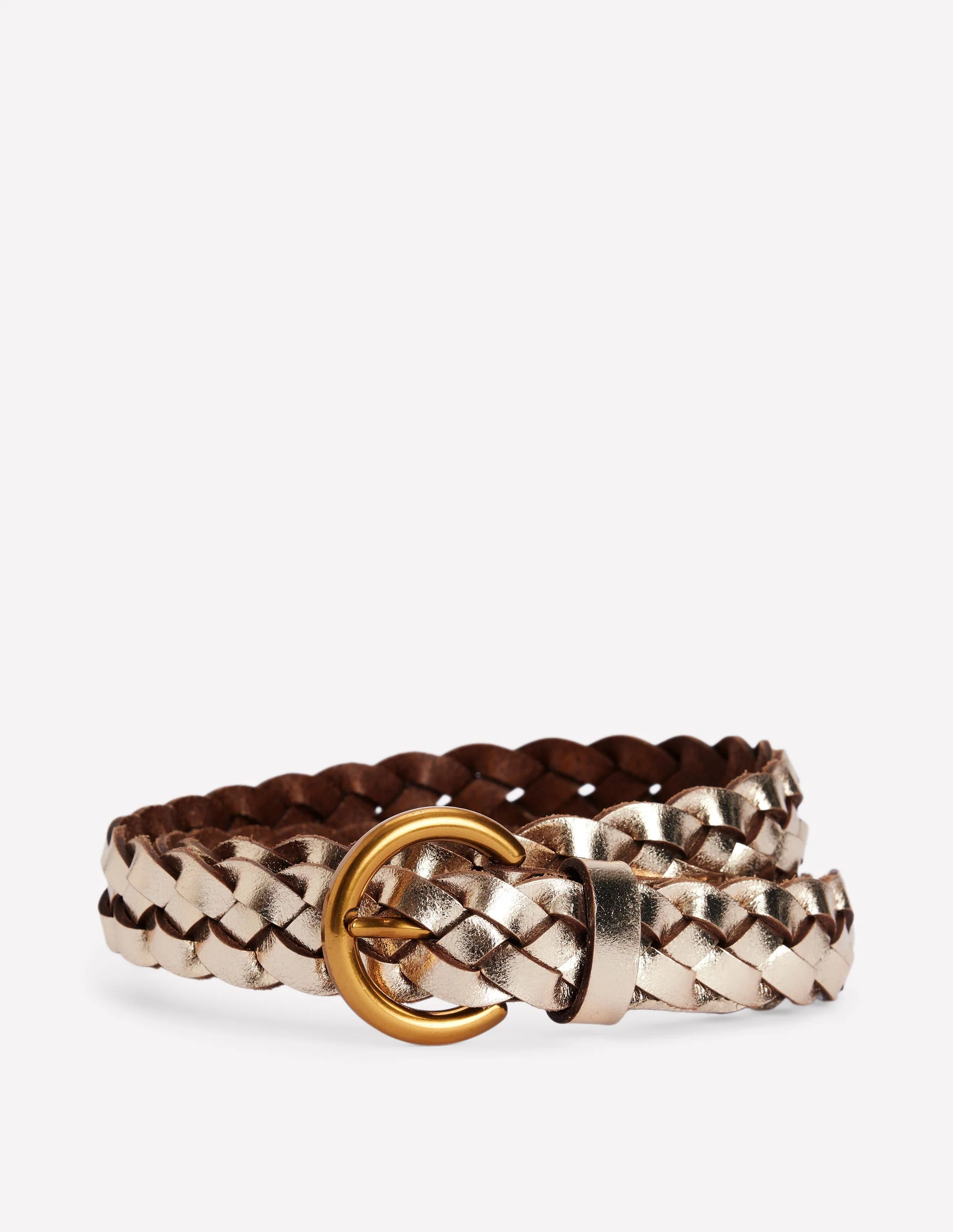 Skinny Plaited Belt-Gold | Boden (US)