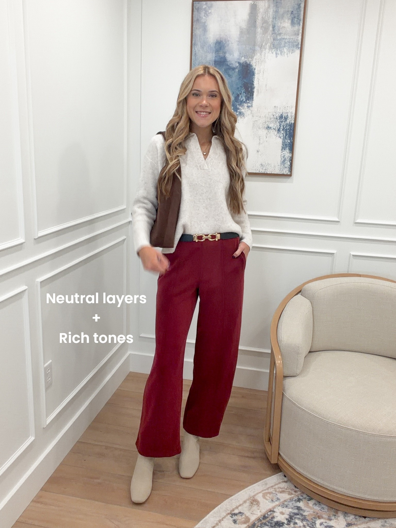 This combo feels so fall-ready 🍁 Cozy textures, warm tones, and easy layers — I love how the faux leather vest instantly elevates a simple half zip and wide-leg pants. Perfect for a casual day out or cozy weekend plans! 🤎

#LTKFindsUnder100 #LTKSeasonal #LTKStyleTip