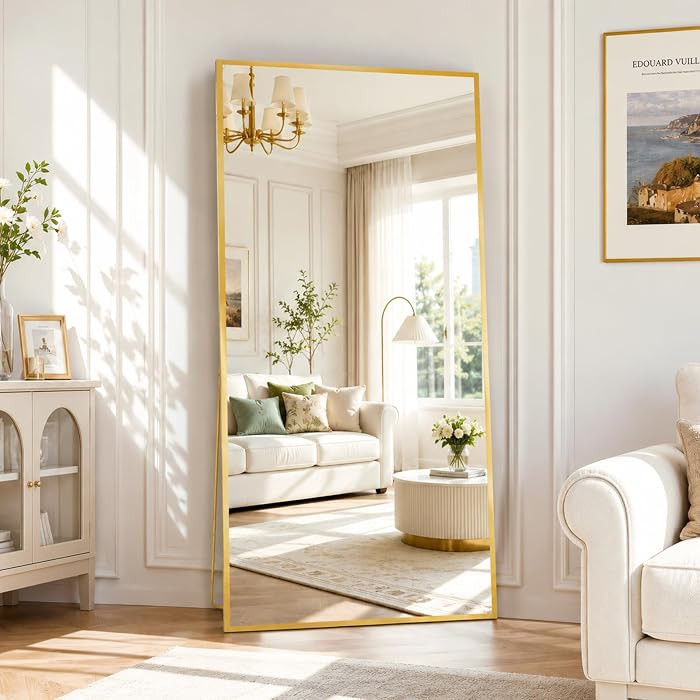 Beauty4U Full Length Mirror 180x80cm Free Standing, Hanging or Leaning, Large Floor Mirror with G... | Amazon (UK)