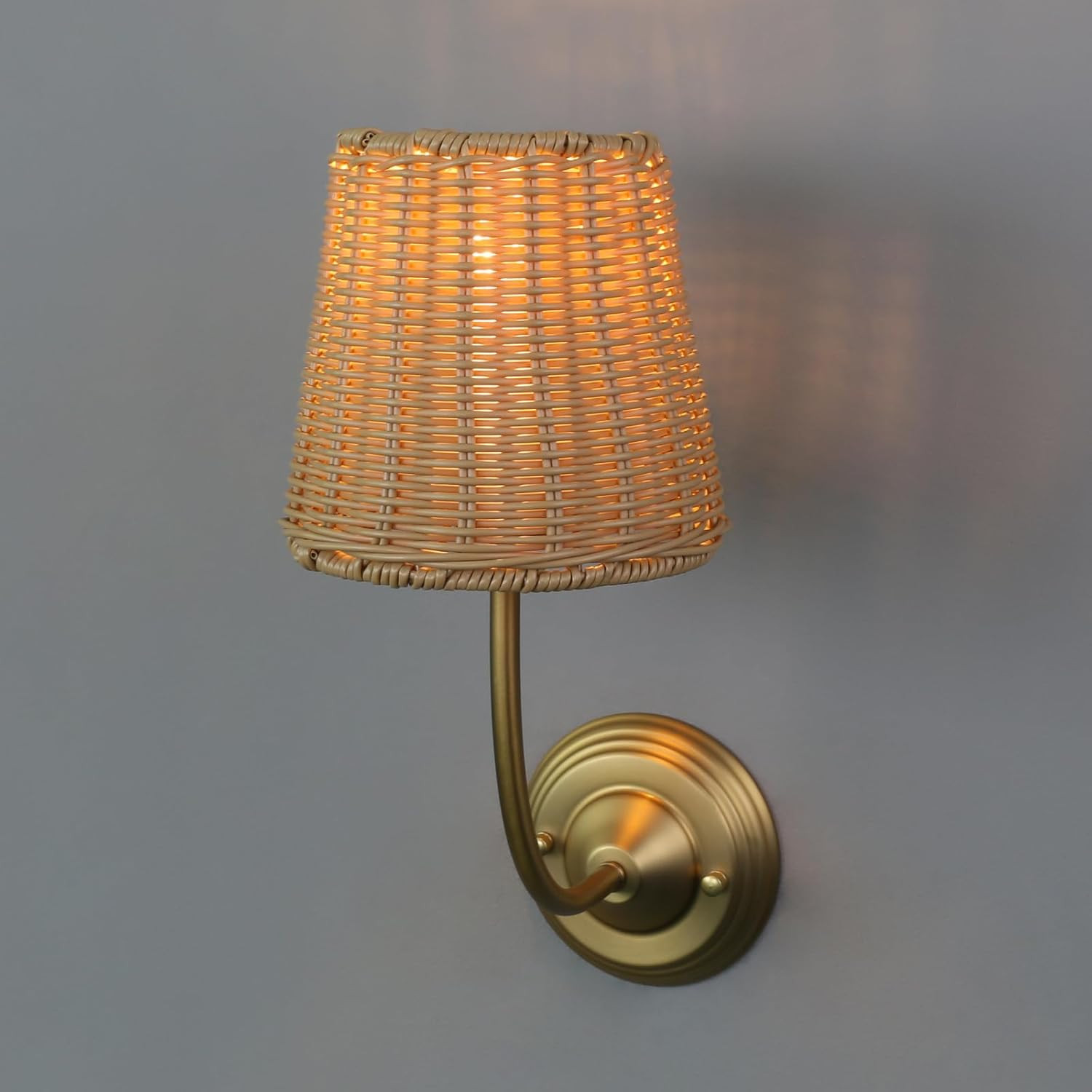 Yosoan Rattan Boho Wrapped Wall Sconce Light, Indoor Hardwired Gold Hand-Woven Farmhouse Vintage ... | Amazon (US)