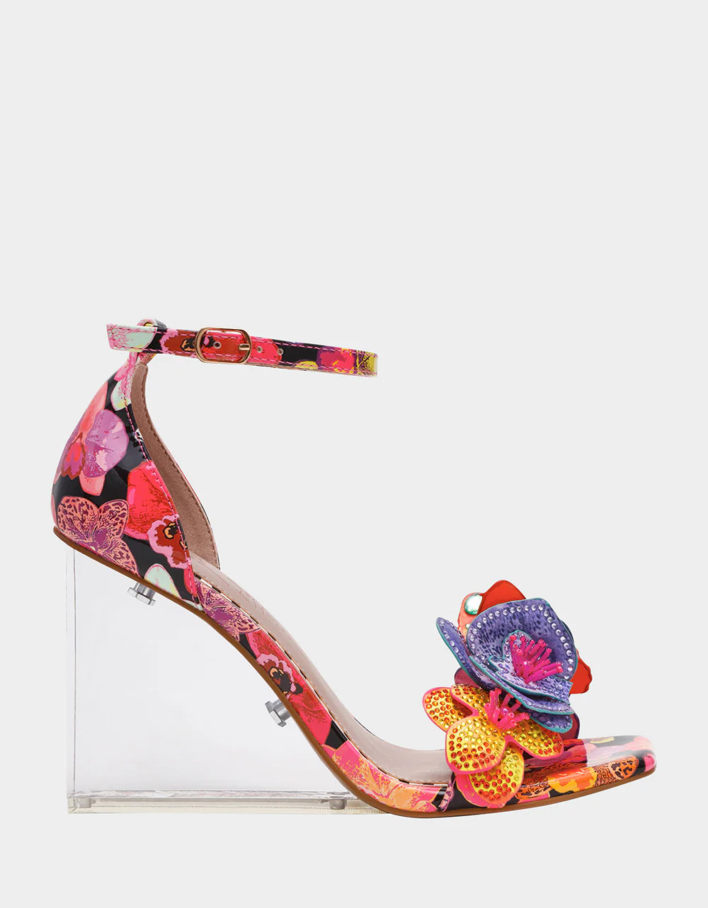 SANTINO BLACK MULTI | Women's Wedge Floral Butterfly Sandal Heel | Betsey Johnson