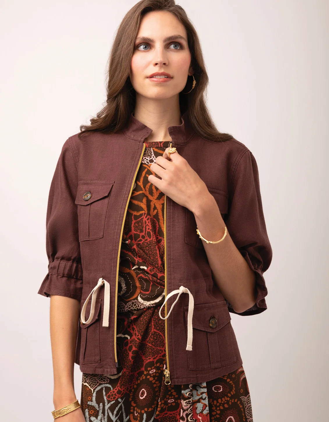 Margot Linen Jacket Deep Mahogany | Spartina 449