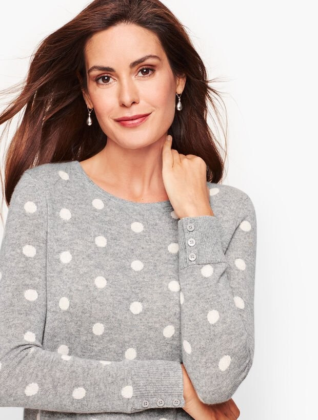 Cashmere Button Cuff Sweater - Dot | Talbots