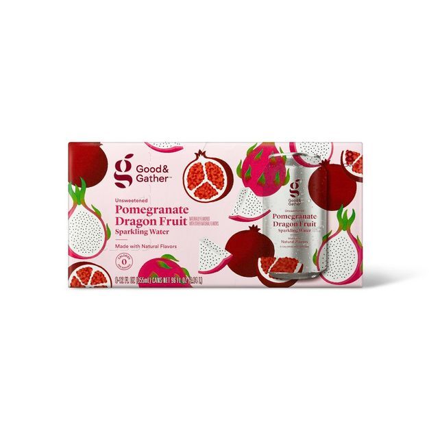 Pomegranate Dragon Fruit Sparkling Water - 8pk/12 fl oz Cans - Good &#38; Gather&#8482; | Target