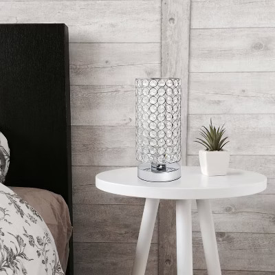 Elipse Crystal Bedside Nightstand Cylindrical Uplight Table Lamp Chrome - Elegant Designs | Target