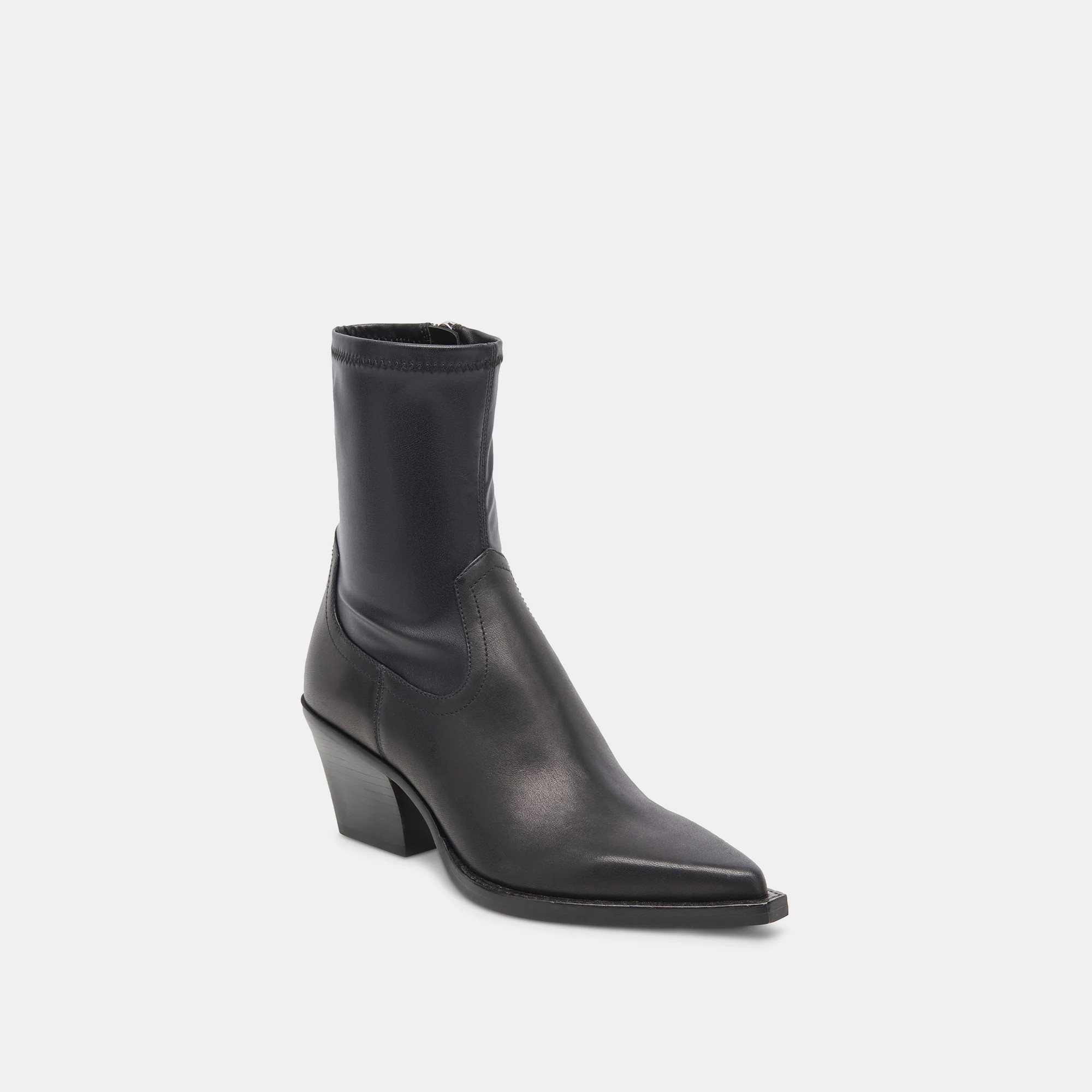 Rutger Boots Black Leather | Women's Black Leather Mid-Ankle Boots | DolceVita.com