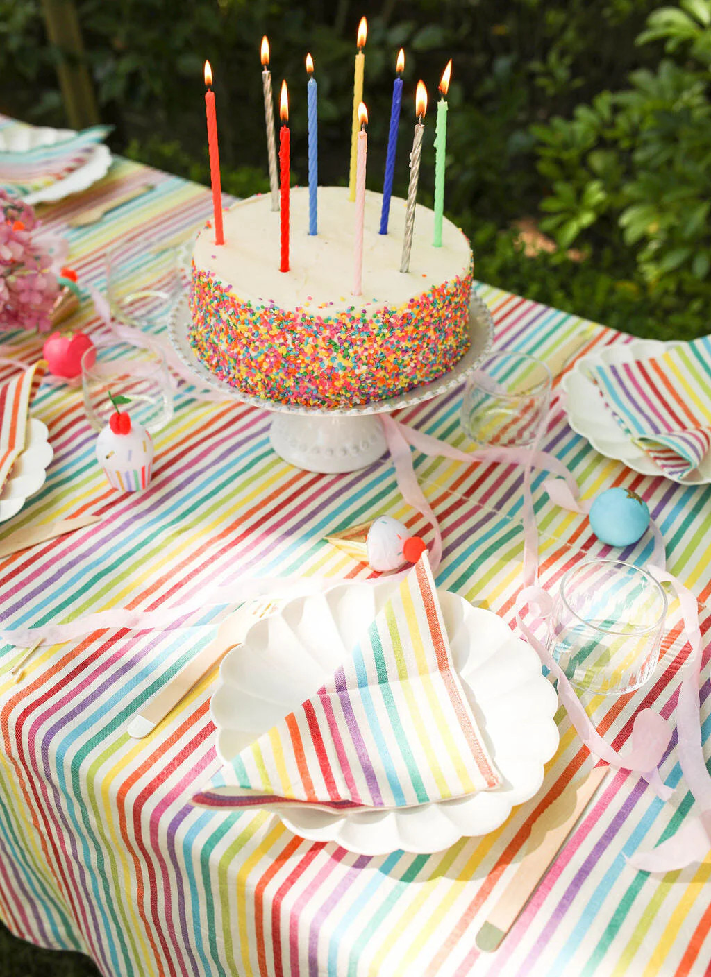 Multi Stripe Rainbow Tablecloth | Meri Meri