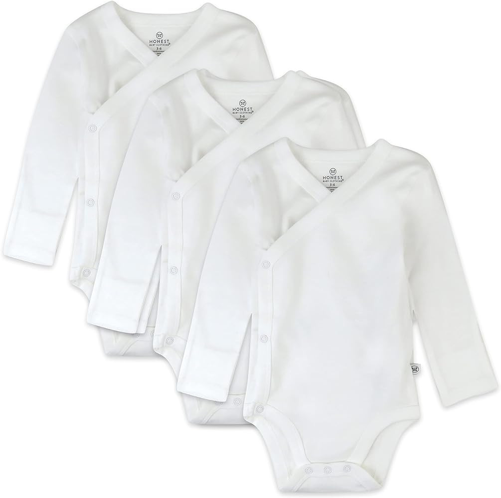 HonestBaby unisex-baby 3-pack Long Sleeve Side-snap Kimono Bodysuits Organic Cotton for Infant Ba... | Amazon (US)