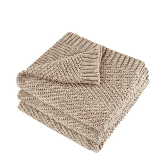LONG CREATE Soft Knitted Throw Blanket 50" x 60" Taupe, Boho Chevron Farmhouse Throw for Bed Couc... | Walmart (US)