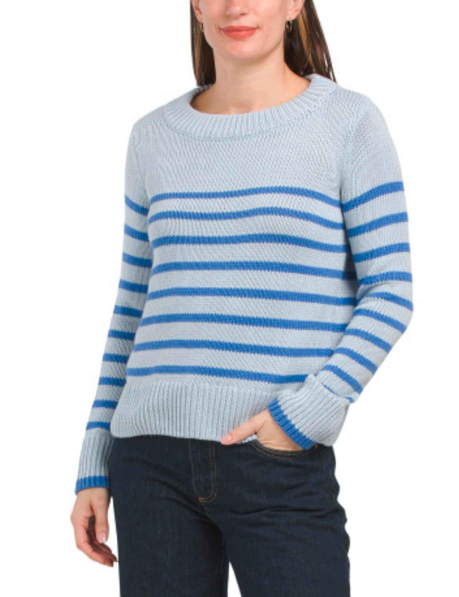 Striped crewneck sweater giving designer La Ligne vibes for way less #tjmaxx #looksforless #under100 #budgetbuy #classic

#LTKStyleTip #LTKOver40 #LTKFindsUnder100