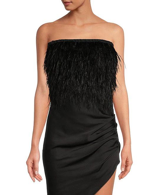 Anna Woven Cropped Feather Strapless Blouse | Dillard's