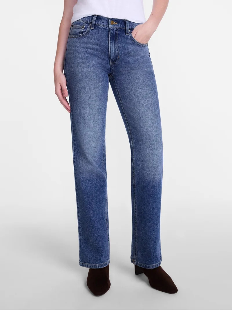 Scenario Women's High Rise Straight Leg Jeans, 30" Inseam, Sizes 0-20 | Walmart (US)