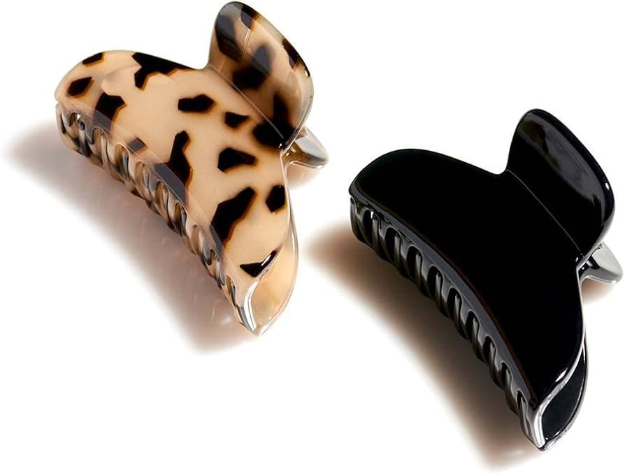 Bellefixe 5cm Premium Acetate Jaw Clip (2 Pack) (Neutral Tortoise & Black) | Amazon (US)