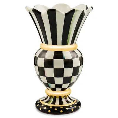 MACKENZIE CHILDS Courtly Check Ceramic Great Vase in Black at Nordstrom | Nordstrom