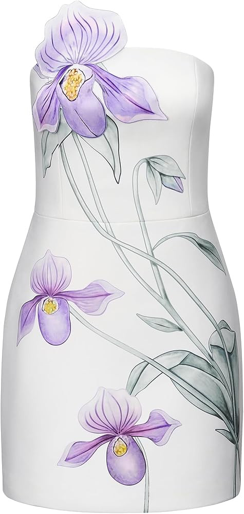 JW PEI Women's 3D Floral Appliqué Strapless Mini Dress | Amazon (US)