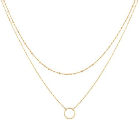 MEVECCO Layered Heart Necklace Pendant Handmade 18k Gold Plated Dainty Gold Choker Arrow Bar Laye... | Amazon (US)