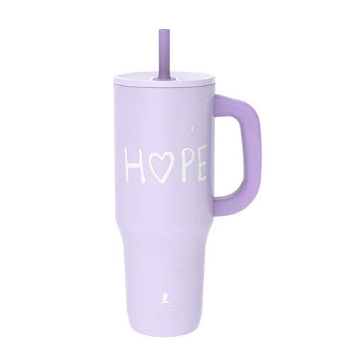 Zak Designs Sutton Travel Tumbler Benefiting St. Jude, For On the Go, 40oz Stainless Steel with Vacuum Insulation, Silicone Straw, and Carry Handle for Cold Drinks (Hope) | Amazon (US)