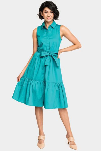 Sleeveless Midi Poplin Shirt Dress | Gibson