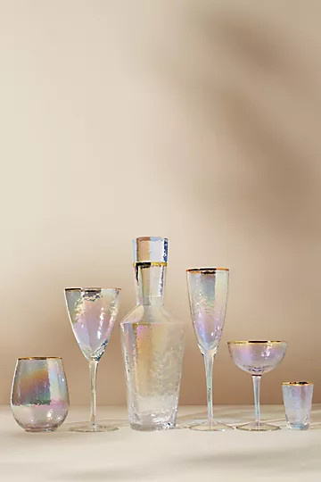 Zaza Lustered Flutes, Set of 4 | Anthropologie (US)