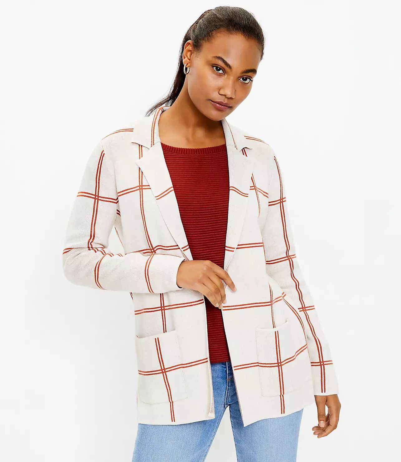 Plaid Sweater Blazer | LOFT