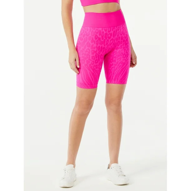 Sofia Active by Sofia Vergara Women's Seamless High Waisted Animal Print Bike Shorts - Walmart.co... | Walmart (US)